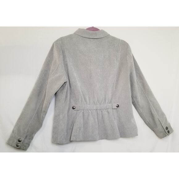 Christopher & Banks Button Front Corduroy Ribbed Grey Jacket Casual Size L - Picture 3 of 9